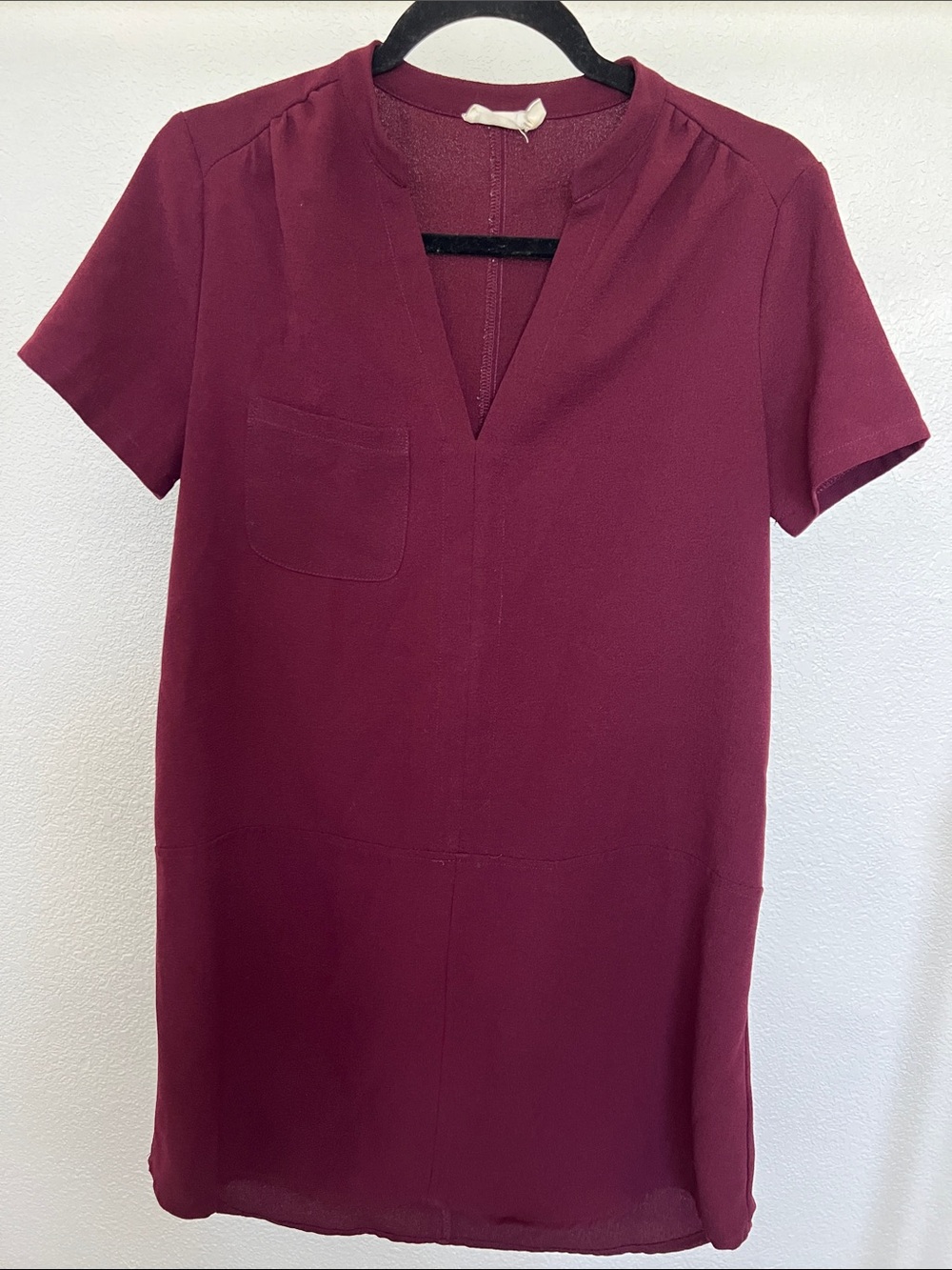 Lush Wine-Red Crewneck Dress